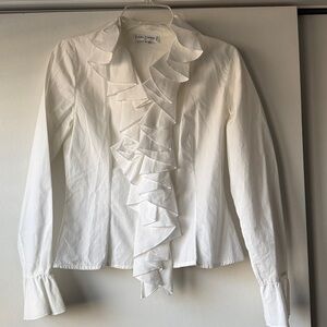 Anne Fontaine  sandy White Ruffled zip  Blouse